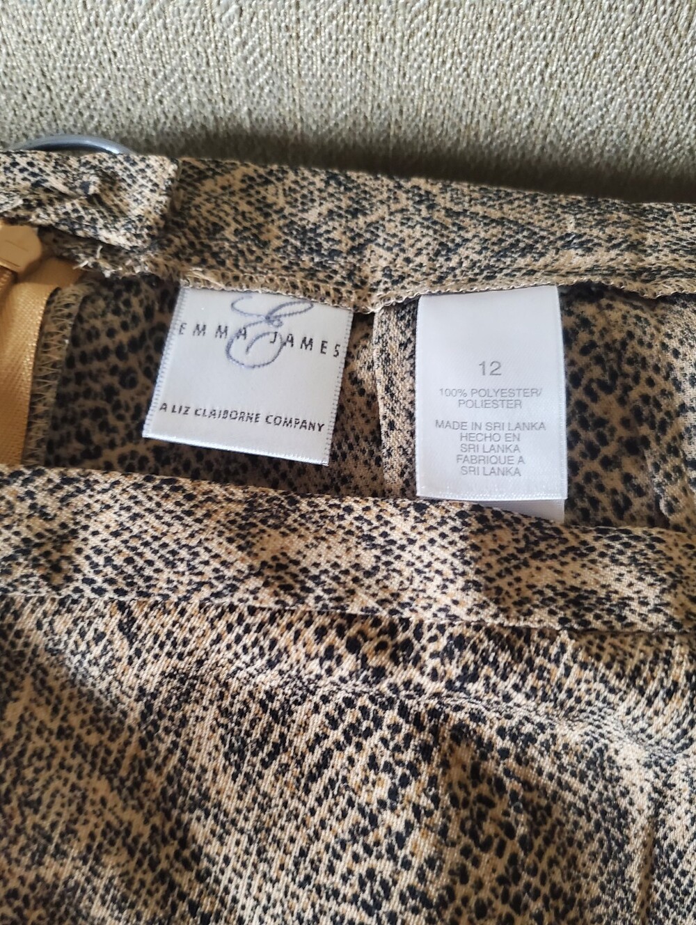 Emma James Beige and Black Animal Print Midi Skirt
